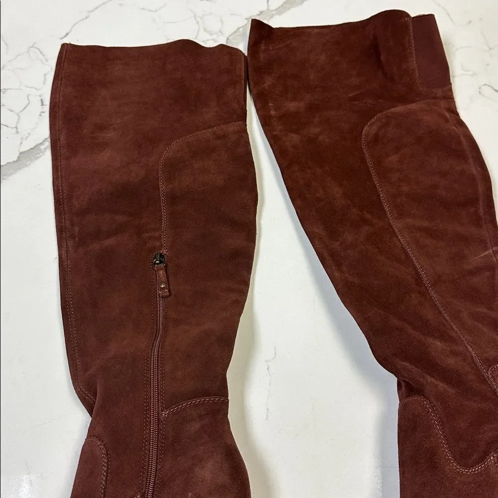 Anthropologie x Kelsi Dagger Logan Over-The-Knee Boots Brown Suede US 7.5 Wide